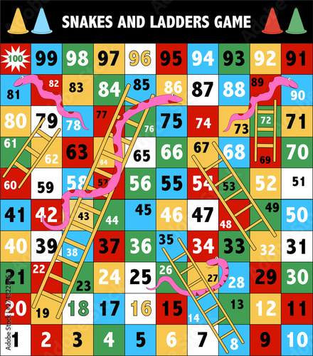 Ladder snakes game,Funny frame for children,Vector illustration