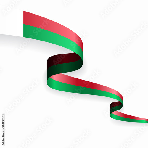 Madagascar flag wavy abstract background. Vector illustration.