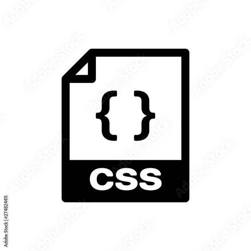 Black CSS file document icon. Download css button icon isolated. CSS file symbol. Vector Illustration