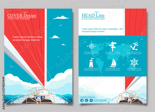 Sailing ship with red sail posters