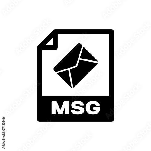 Black MSG file document icon. Download msg button icon isolated. MSG file symbol. Vector Illustration