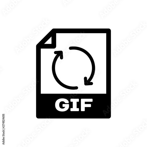 Black GIF file document icon. Download gif button icon isolated. GIF file symbol. Vector Illustration