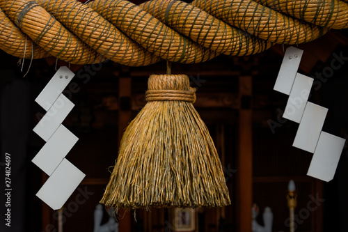 Close up Rope in front of Japan shrine gate © iHaMoo