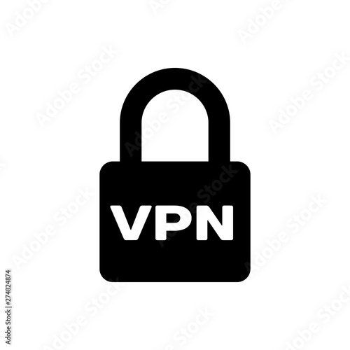 Black Lock VPN icon isolated. Vector Illustration