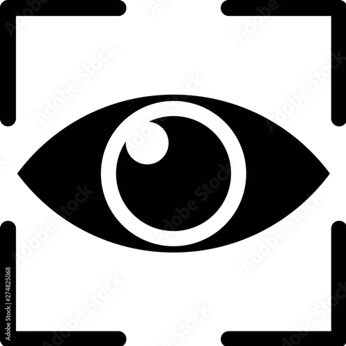 Black Eye scan icon isolated. Scanning eye. Security check symbol. Cyber eye sign. Vector Illustration