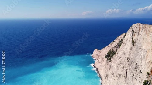 Stunning view of the cliffs in Shipwreck Cove in summer on Zante Island, Greece photo