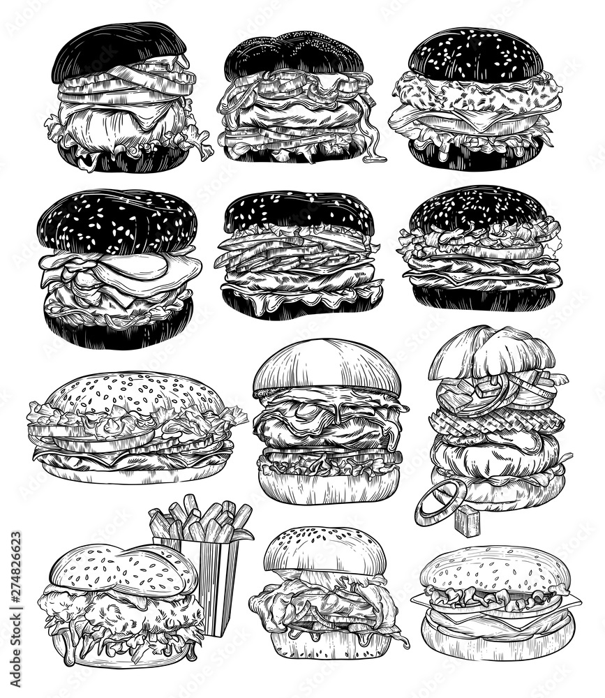 set of hamburgers