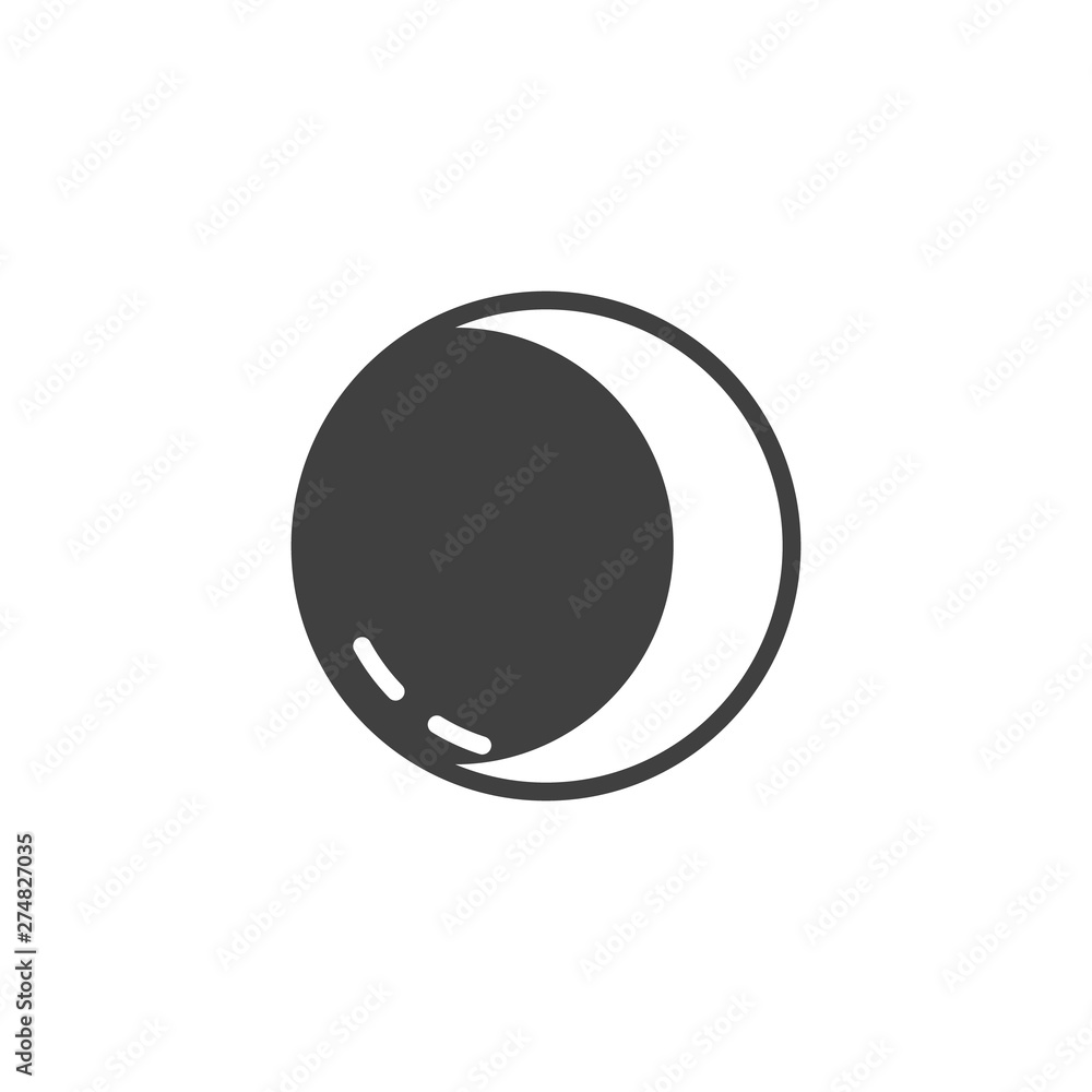 Waxing Crescent vector icon. filled flat sign for mobile concept and web design. Moon Phases glyph icon. Symbol, logo illustration. Vector graphics Waxing Crescent vector icon. filled flat sign for mobile concept and web design. Moon Phases glyph icon. Symbol, logo illustration. Vector graphics
