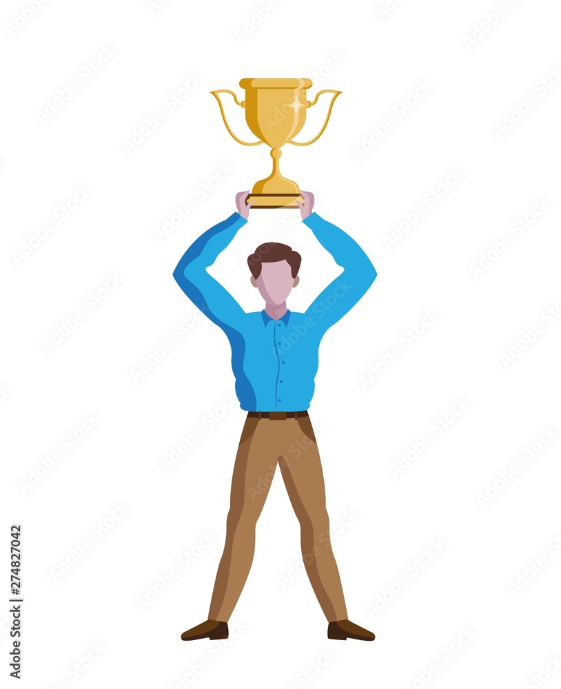 man raising trophy over the head man raising trophy over the head