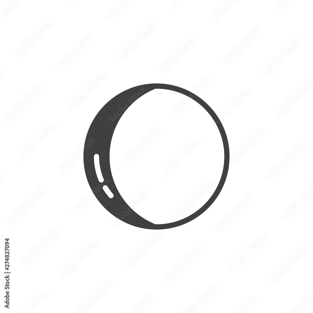 Waxing crescent vector icon. filled flat sign for mobile concept and web design. Moon Phases glyph icon. Symbol, logo illustration. Vector graphics Waxing crescent vector icon. filled flat sign for mobile concept and web design. Moon Phases glyph icon. Symbol, logo illustration. Vector graphics