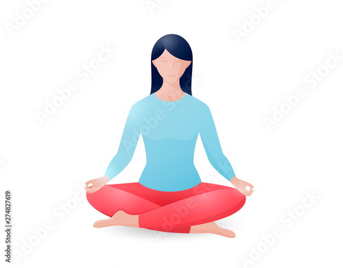Young woman sitting in the lotus position. Yoga