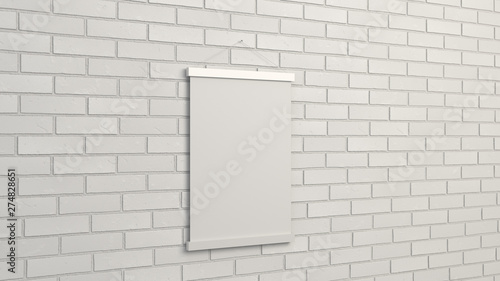 Blank white poster in frame on the wall