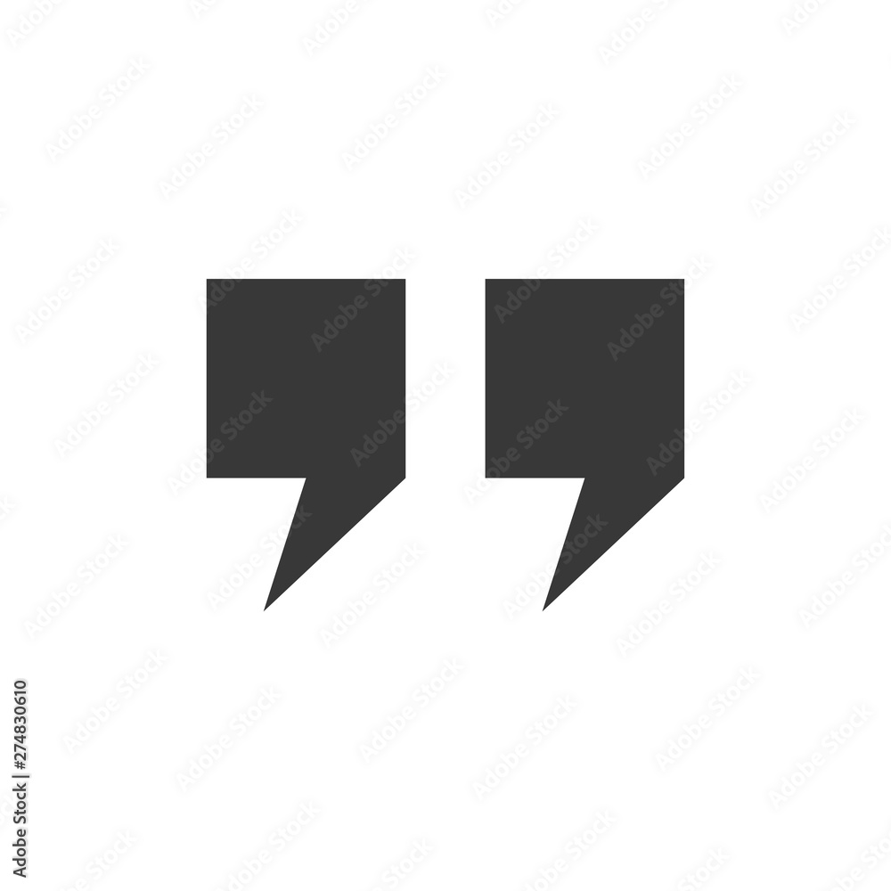 Quote icon flat style template black color editable. Quote symbol Flat vector sign isolated on white background. Simple logo vector illustration for graphic and web design. Quote icon flat style template black color editable. Quote symbol Flat vector sign isolated on white background. Simple logo vector illustration for graphic and web design.