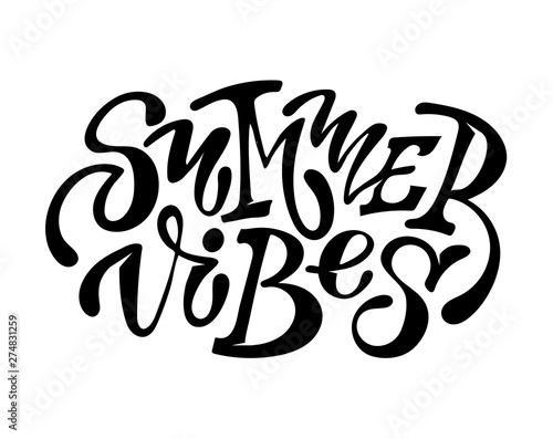 Summer viber - hand drawn doodle lettering poster banner art