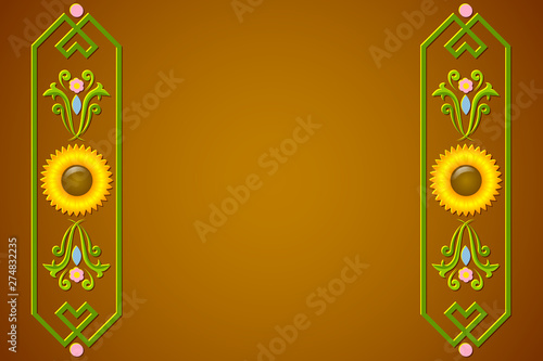 Rosemaling background with floral ornaments in traditional norwegian folk style.