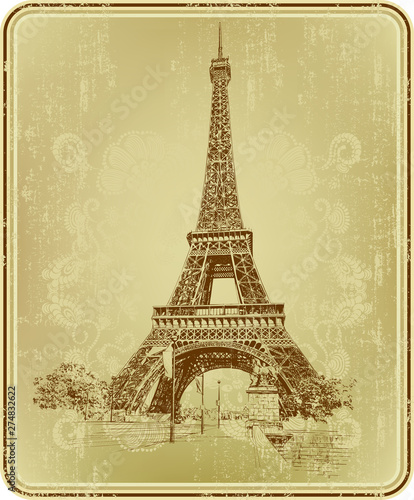 Wallpaper Mural  Eiffel Tower, Paris, France. Hand drawing, vector illustration Torontodigital.ca