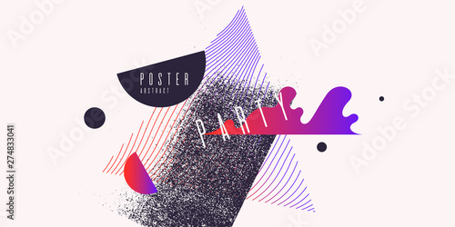 Retro abstract background. The poster with the flat figures.