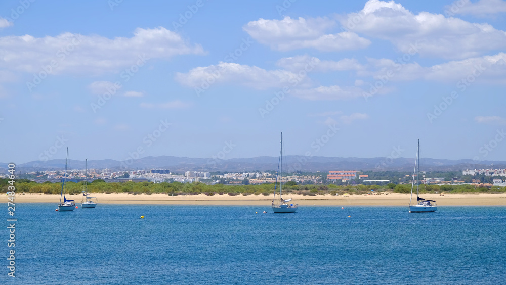 View on the lagoon in Tevira, Algarve, Portugal. View on the lagoon in Tevira, Algarve, Portugal.