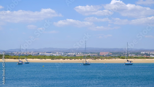 View on the lagoon in Tevira, Algarve, Portugal.