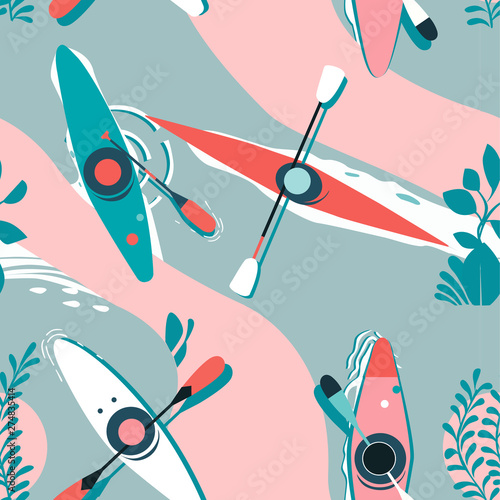 Kayak pattern seamless design graphic