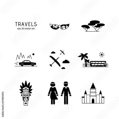 Travels - vector icons set.