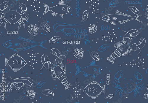 seafood pattern seamless design graphic