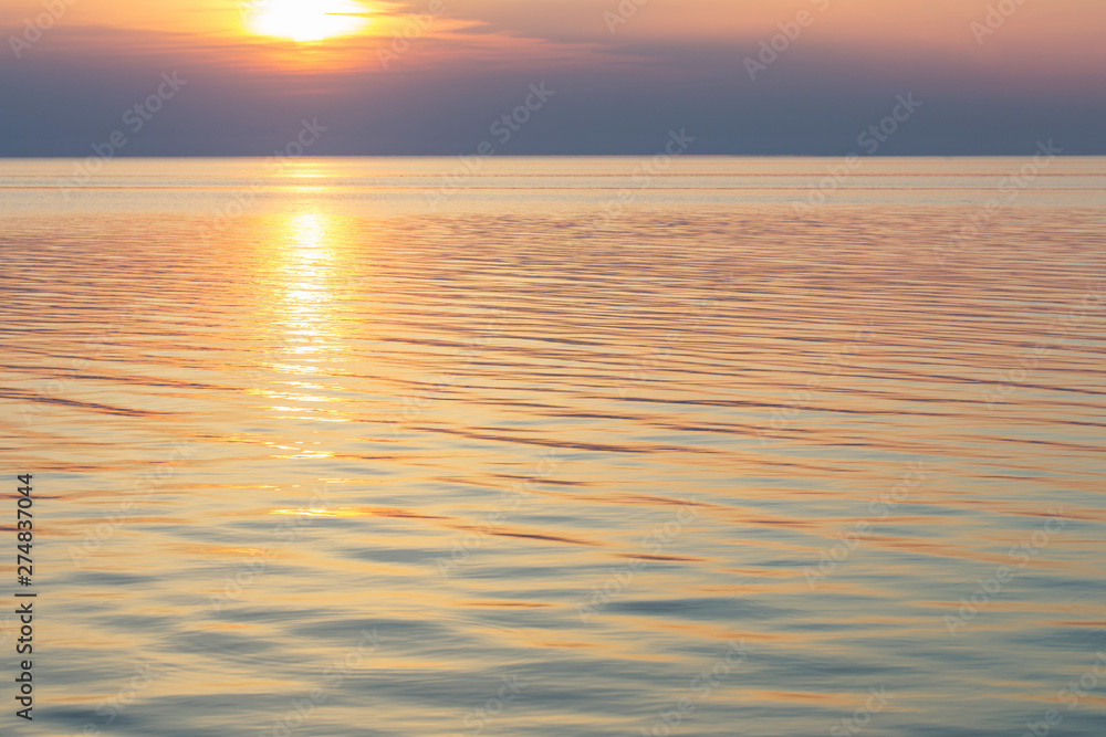 beautiful summer sunset on lake