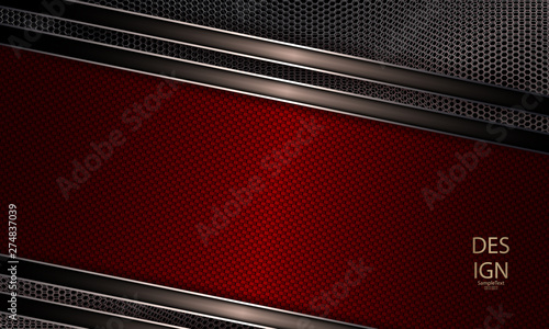 Abstract dark red textural composition with shiny edging