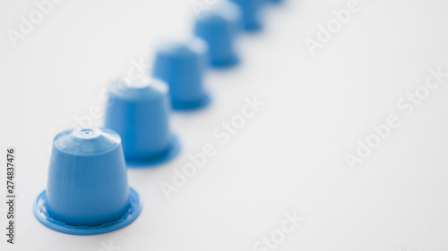 Blue coffee capsules