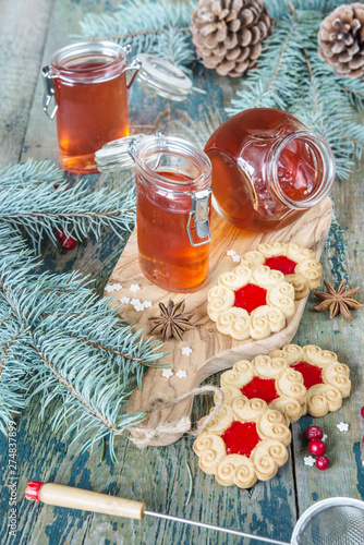 Cookies with bilberry jam