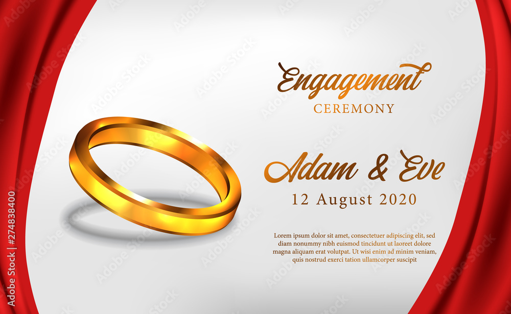 3D golden Ring engagement ceremony propose wedding romantic poster banner  template Stock Vector | Adobe Stock