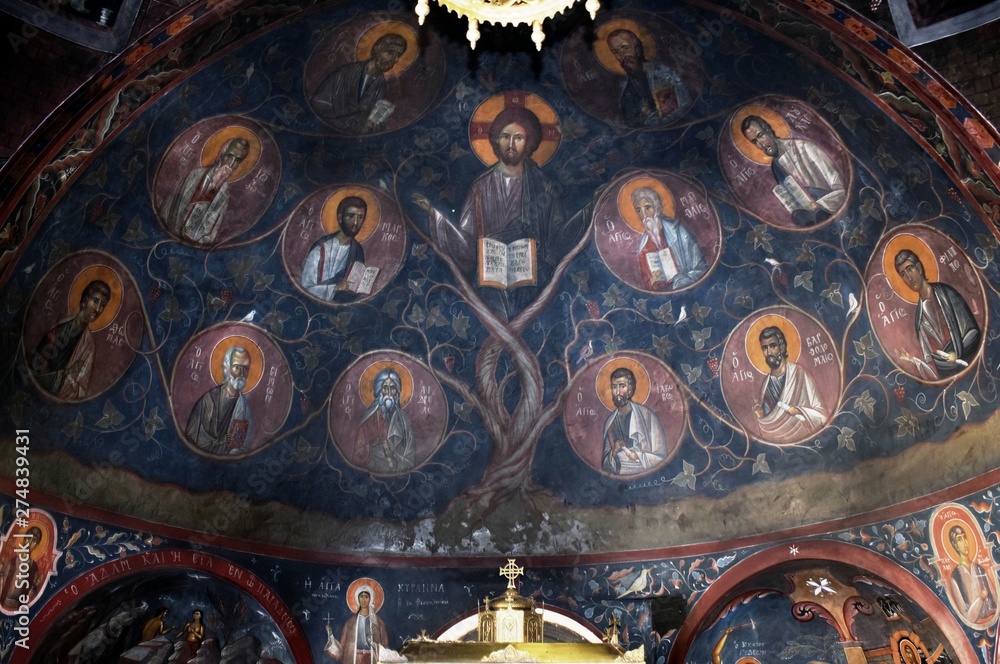 Obraz premium Very old icon from an old Greek Monastery