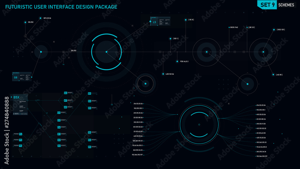 Futuristic user interface design element set 09
