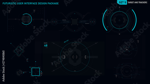 Futuristic user interface design element set 05