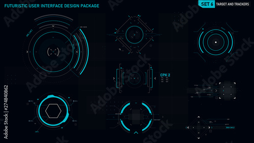 Futuristic user interface design element set 06