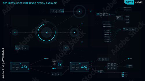 Futuristic user interface design element set 07