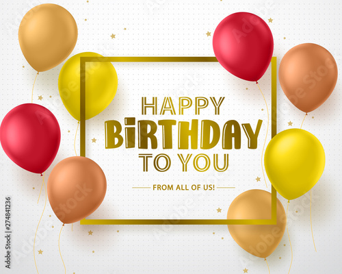 Canvas Print Happy birthday greeting card vector banner design