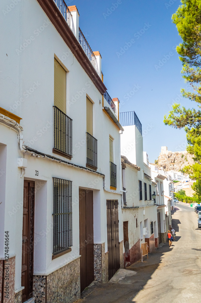 OLVERA, SPAIN, 24 JULY 2016: White street of Olvera, one of the Pueblos Blancos in Andalusia