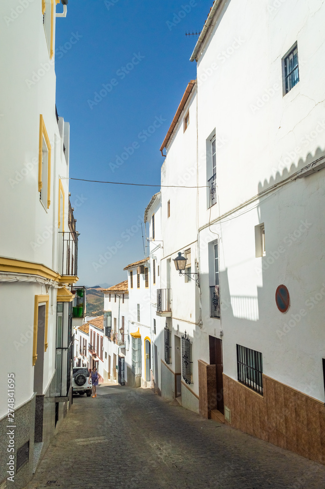 OLVERA, SPAIN, 24 JULY 2016: White street of Olvera, one of the Pueblos Blancos in Andalusia