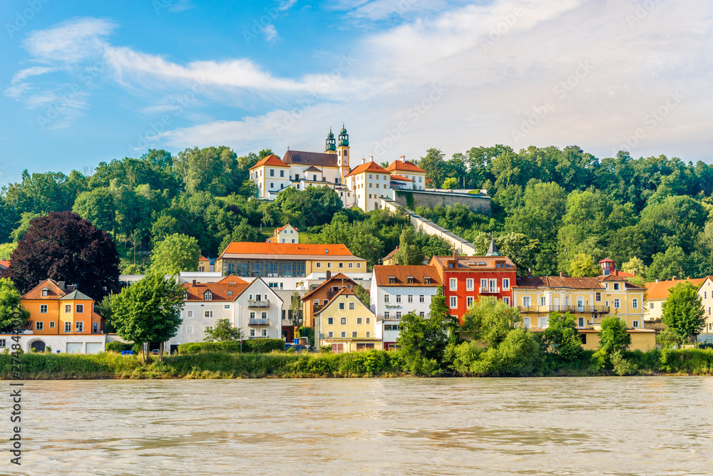 Mariahilfe church on a hill above the river Inn in the Passau - Germany