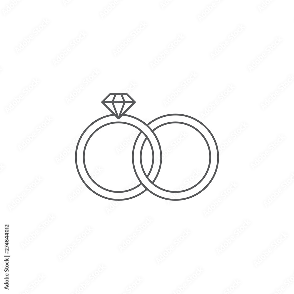 Fototapeta premium Engagement rings vector icon isolated on white background