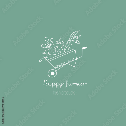 Hand drawn bee logo in doodle style