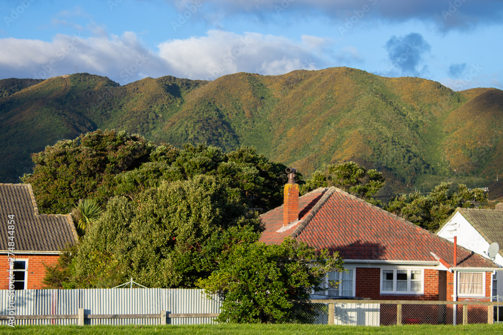 Old brick house against the hills in New Zealand. Old brick house against the hills in New Zealand.