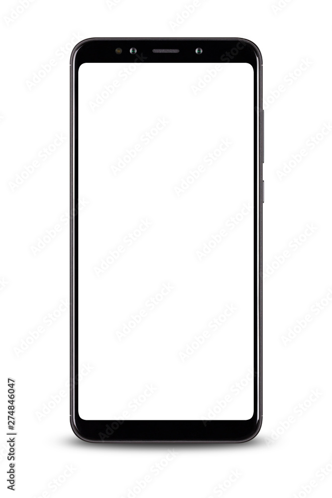 black smartphone, modern touch screen isolated on white background. black smartphone, modern touch screen isolated on white background.