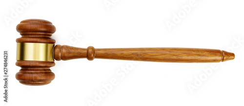 Fotografija A wooden judge gavel isolated on white background