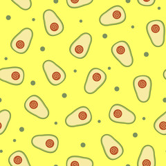 Fotobehang Geel patronen Abstract avocadopatroon vrolijke keukenstijl  © elysart