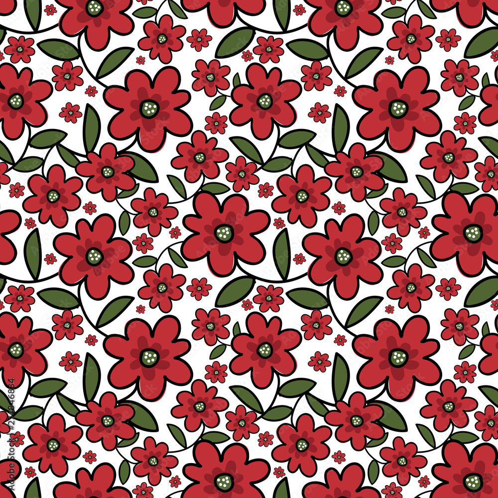 Cute floral seamless pattern. Cute floral seamless pattern.