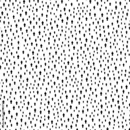 Large group of people. Crowd seamless background. Vector illustration