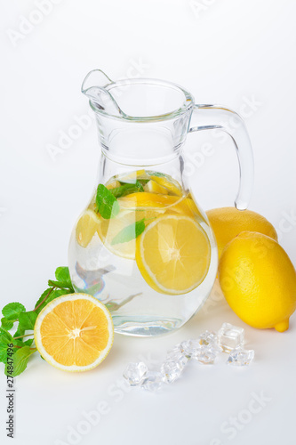 jug of lemonade isolated on white background