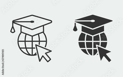 Online education vector icon for graphic and web design.